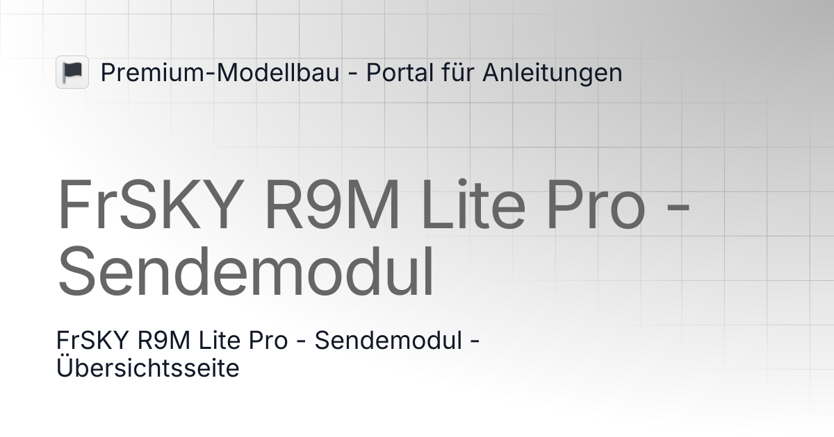 FrSKY R9M Lite Pro - Sendemodul | Premium-Modellbau - Portal für ...