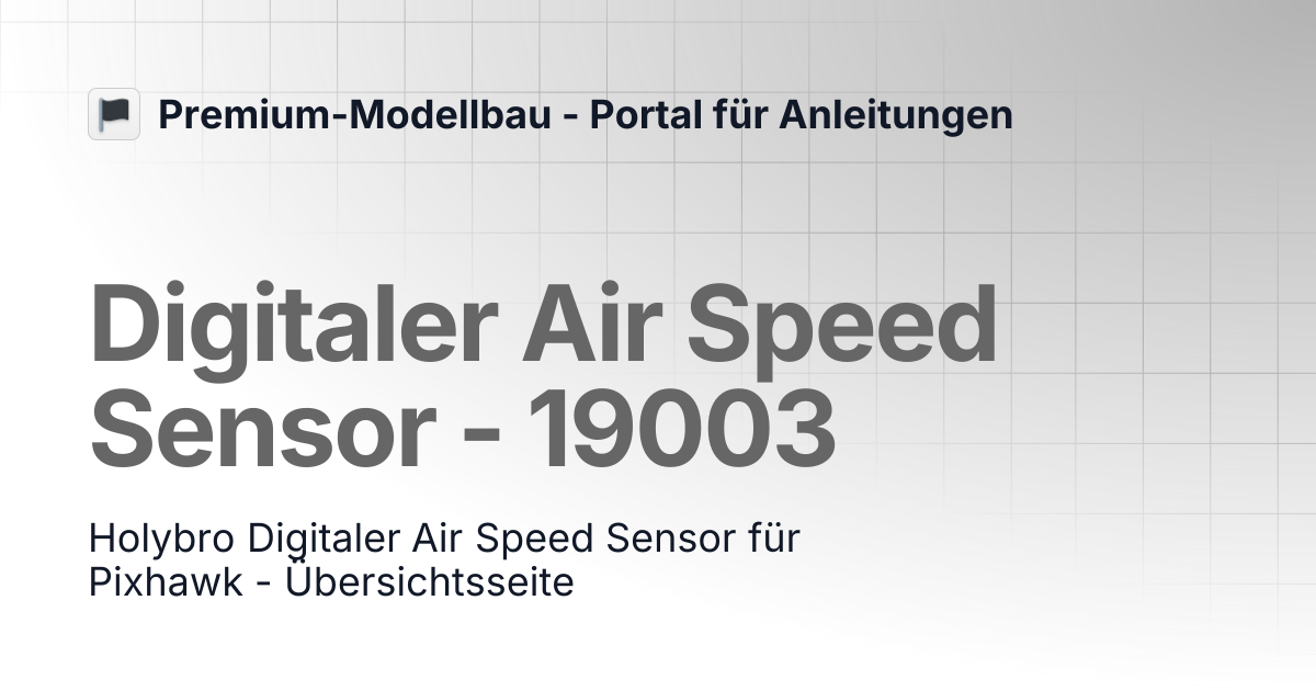 Digitaler Air Speed Sensor - 19003 | Premium-Modellbau - Portal für ...